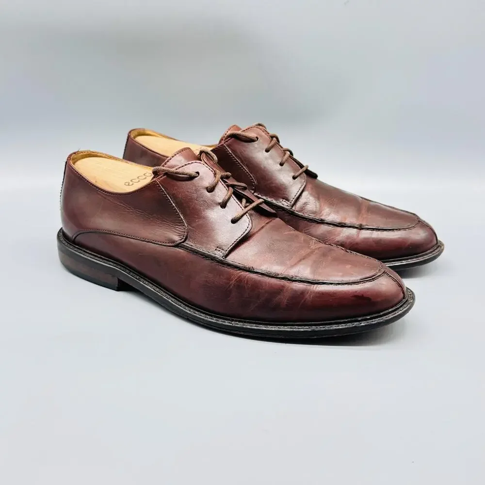 Johnston & Murphy Shoes Mens‎ 10 Burgundy Leather Moc Toe Oxford Dress Lace Up
